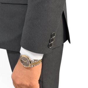 Mens grey suit fabric view