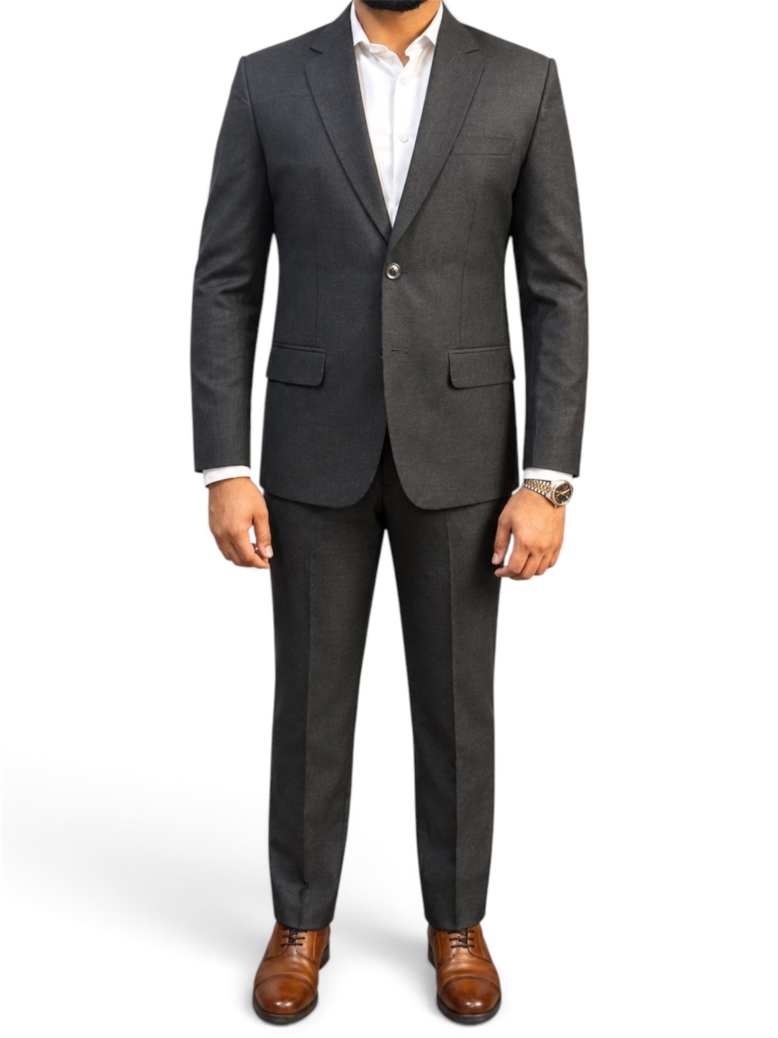 Mens grey suit front view