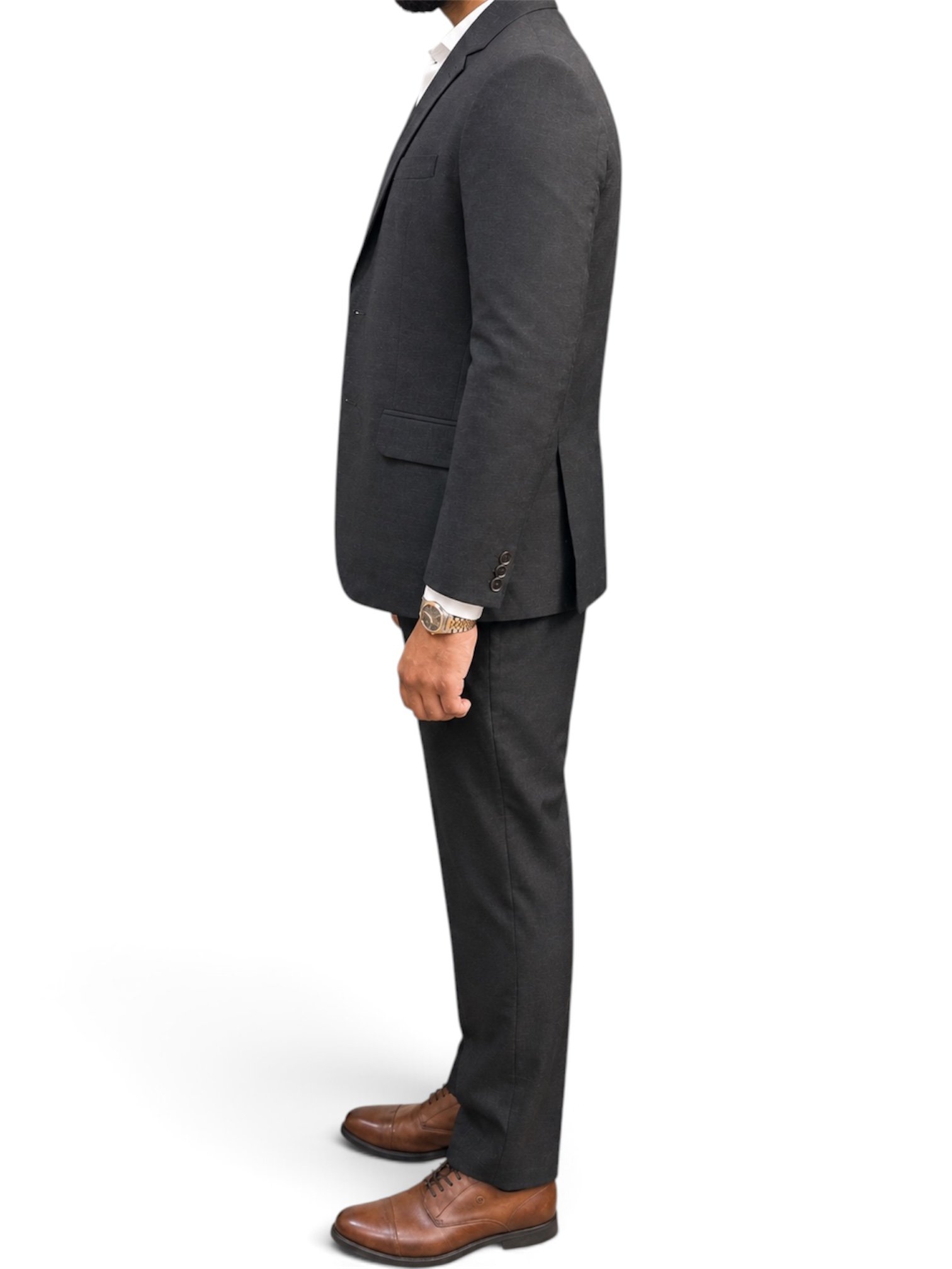 Mens grey suit side view